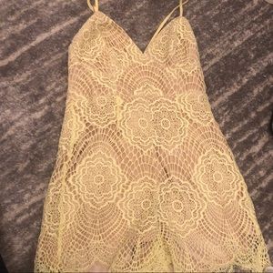 Bardot Arcie Lemon Lace Playsuit